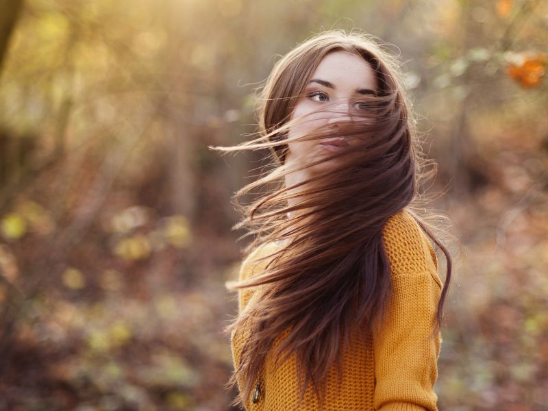 A woman with natural healthy hair