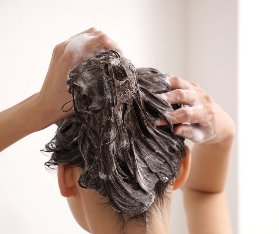 A woman washing her hair