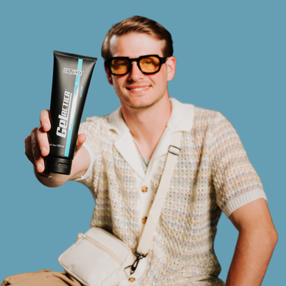 man holding gelactica hair gel